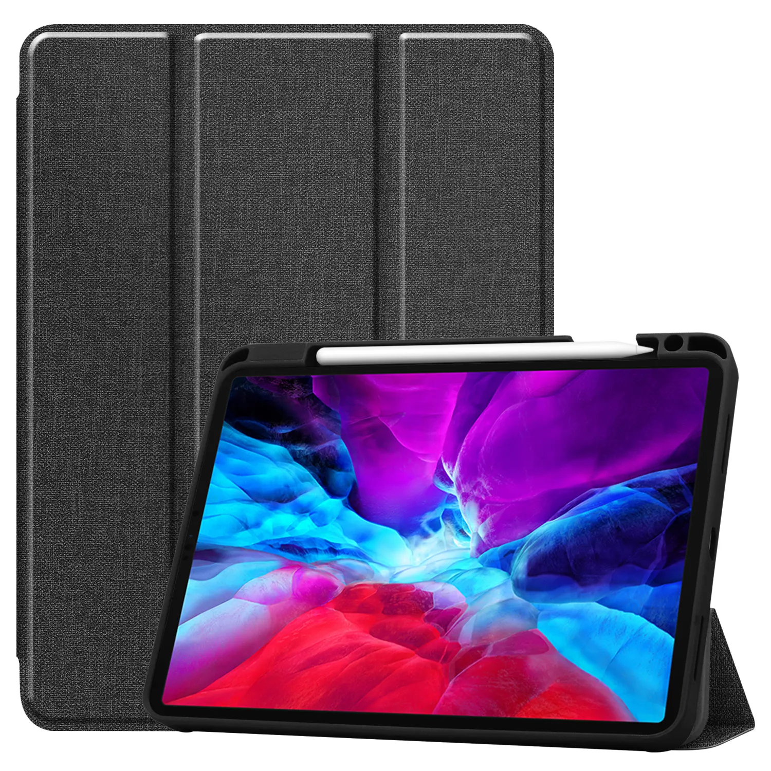 Funda de cuero con textura vaquera de 4. ª generación para tableta, cubierta con ranura para bolígrafo de 12,9 pulgadas para Apple 2020 2018 Ipad Pro 12,9