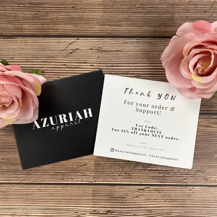 인쇄 대리석 핑크 배송 패키지 삽입 맞춤형 온라인 비즈니스 감사 구입 카드