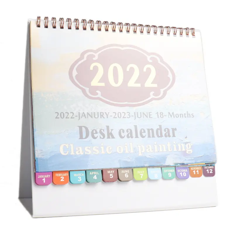 Stampa di etichette Private Mini Small Size Black 2022 2023 disegni di calendari di carta da tavolo da tavolo