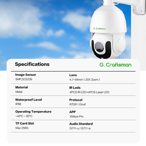 GX-PM8X20I-M5C 4.5&quot; Small Size Full Metal Dome Outdoor IP PTZ <strong>Camera</strong> with 5MP Sensor 120M IR Distance Two-way Audio SD Card Slot - Product Image 2