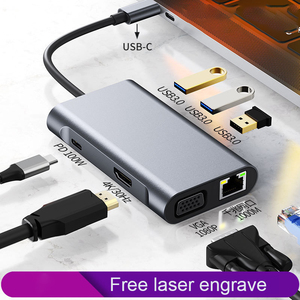 Factory OEM 4/<strong>5</strong>/6/7/<strong>8</strong>/10/11 in 1 Usb Hub <strong>Adapter</strong> for Desktop Multiport HDMI RJ45 Compatible Usb-c Hub with SSD Reader - Product Image 5