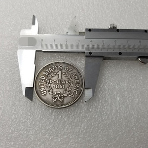1851年アメリカ製コイン装飾品ヴィンテージ工芸品銅銀メッキ - Product Image 3