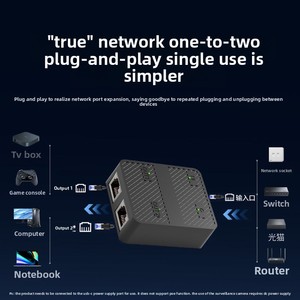 1合2网络分离器1000Mbps RJ45适配器千兆转换器互联网以太网8P8C扩展器插头扩展 - Product Image 5