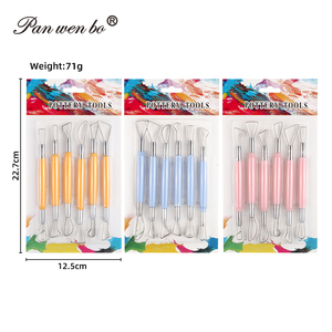 6 adet çift taraflı plastik saplı şerit kil heykel araçları kil tel döngü heykel Set küçük şerit kesici aletler - Product Image 5