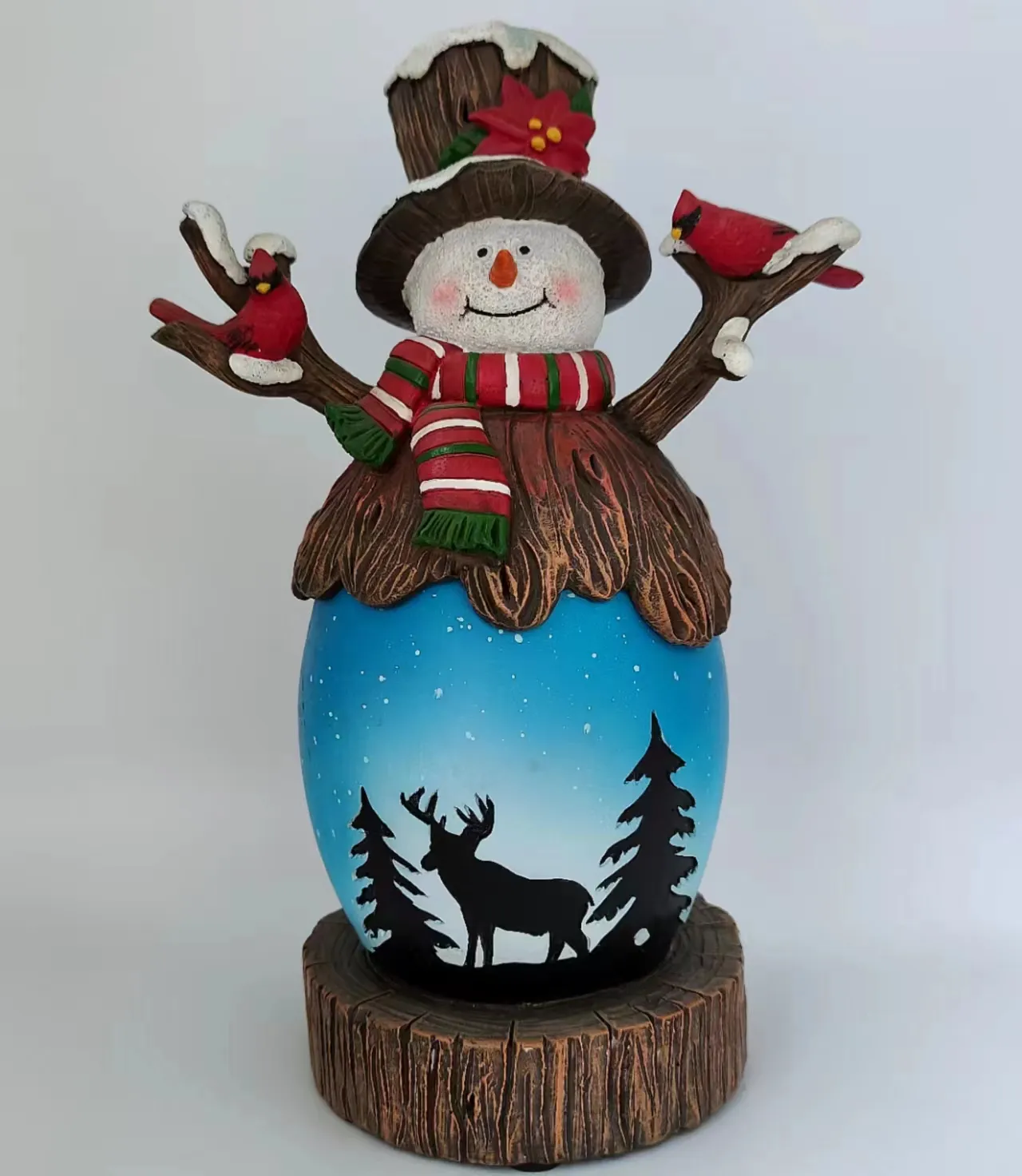 Decorazioni natalizie per esterni Figurine di pupazzo di neve statue di pupazzo di neve di natale in resina dipinta a mano