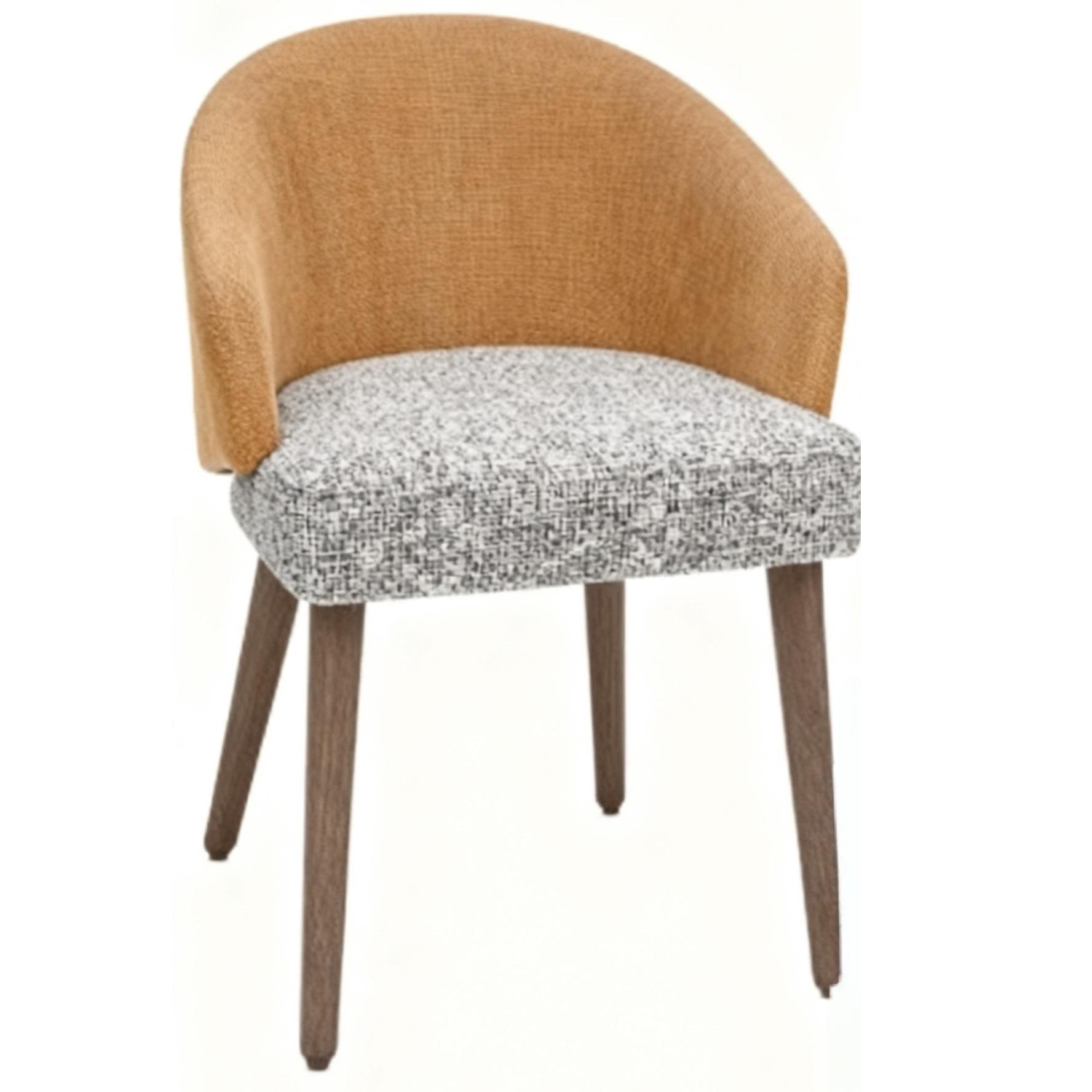 Back: Camel brown / Seat: Grey tweed / Legs: Walnut brown