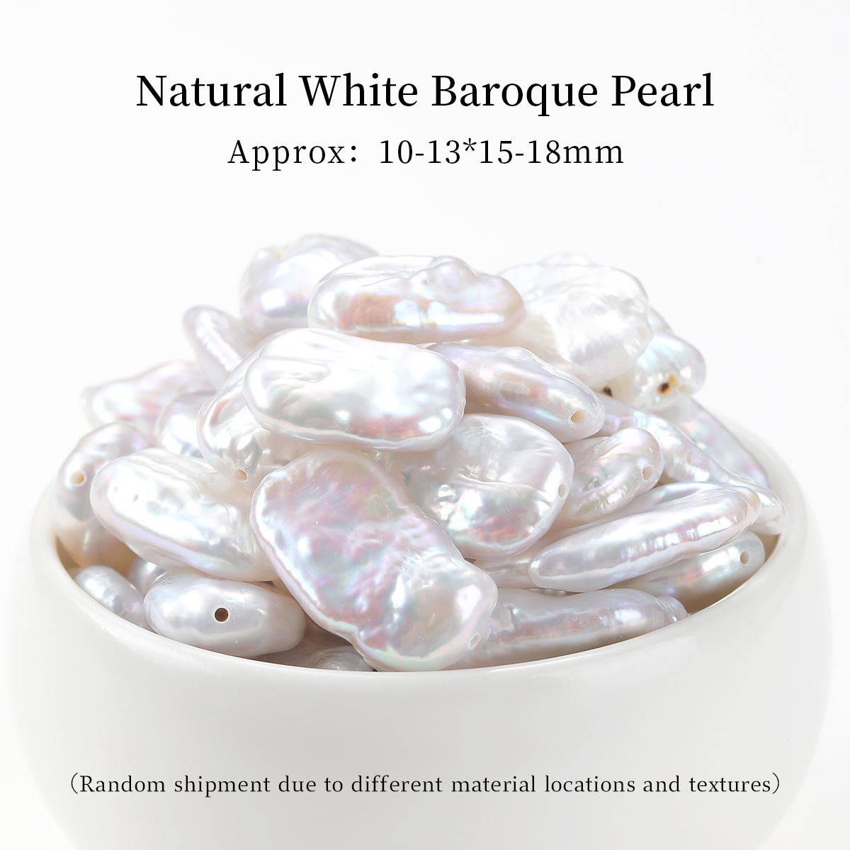 Perla Barroca Natural Blanca en Forma de Rectángulo