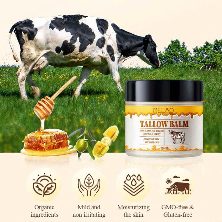 OEM/ODM Toda a Grama Natural Fed & Mel Bálsamo Rachado, Seco, Comichão Hidratante Benefícios do sebo bovino