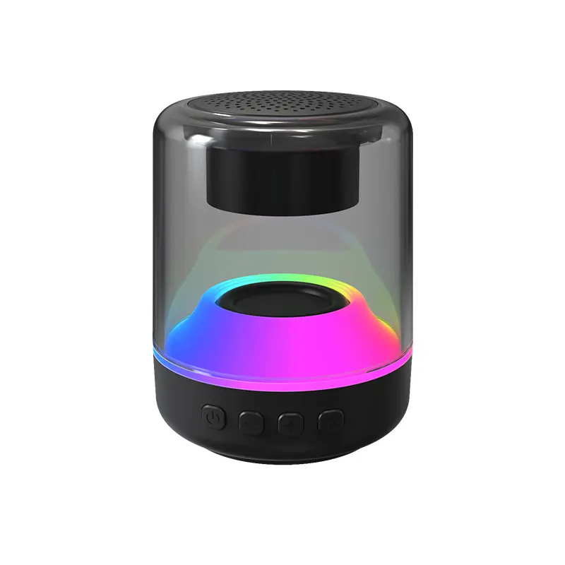 Som de cristal colorido com luz rgb, caixa de som estéreo pequena com luz colorida
