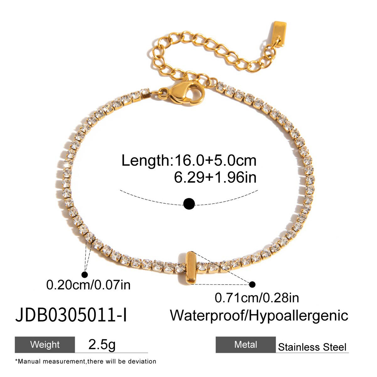 Bracelet Zircon Lettre-I
