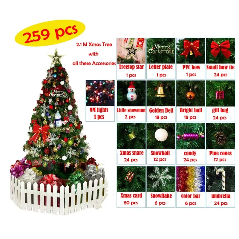 259 pcs/set Decorações De Árvore De Natal Ornamento Pendurado Pingente Feliz Natal Decoração Para Casa Presente De Natal Feliz Ano Novo