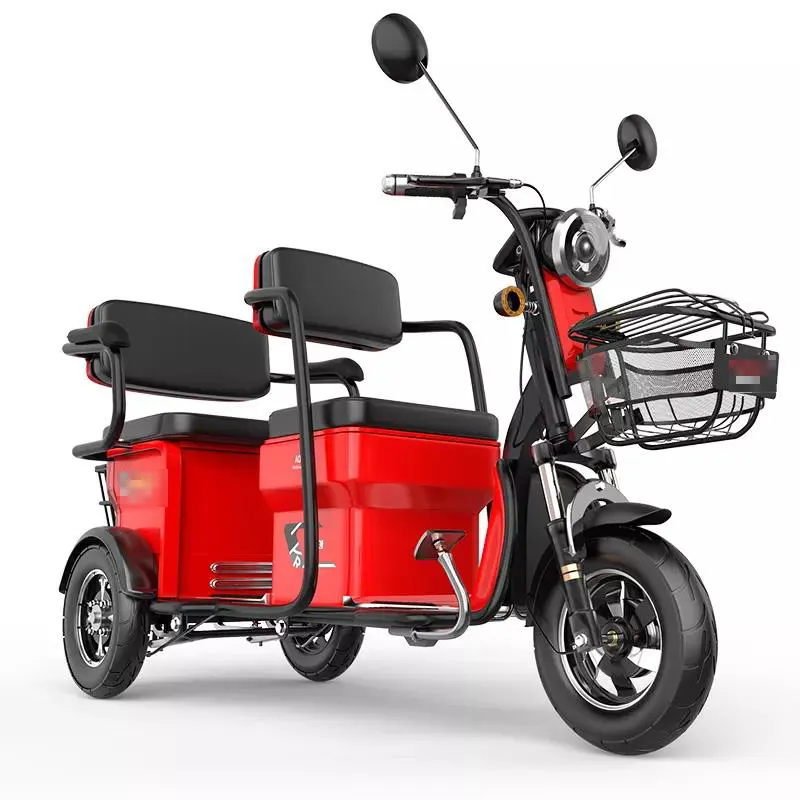 Свинцово-кислотный аккумулятор 3-х колесный Электрический пассажирский трехколесный велосипед с 3-мя сиденьями из алюминиевого сплава, дешевый 60 В, 20 А · ч, 500 Вт, грузовой закрытый 3C 18"
