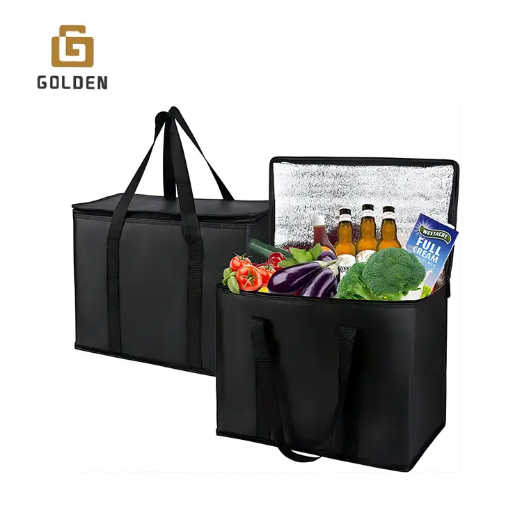 Золотая Высококачественная сумка-тоут для покупок, переносная мини-сумка для переноски еды, многоразовая сумка-холодильник с индивидуальным логотипом