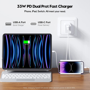 33W çift bağlantı GAN USB C duvar şarj hızlı şarj akıllı blok Apple elektrik OTP koruma ile - Product Image 2