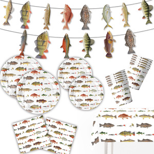 Đi câu cá chủ đề bộ đồ ăn đặt ít ngư dân sinh nhật bên Nguồn cung cấp cho con của bạn câu cá bên trang trí - Product Image 1