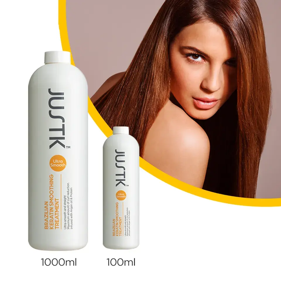 JUSTK, tratamiento alisador de queratina brasileña, crema para alisar el cabello, tratamiento alisador brasileño de queratina