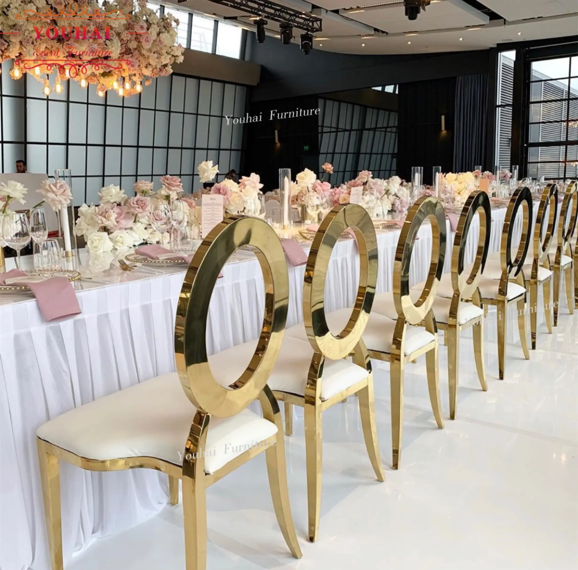 Toptan yüksek kalite modern altın yaldızlı fantezi lucite düğün sandalyesi