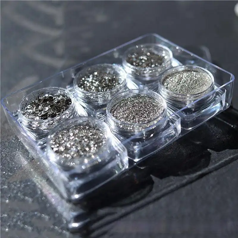 Cosmetica Kwaliteit Hoge Glanzende Zilver Gecoat Glas Poeder Diamant Poeder Voor Nail Art