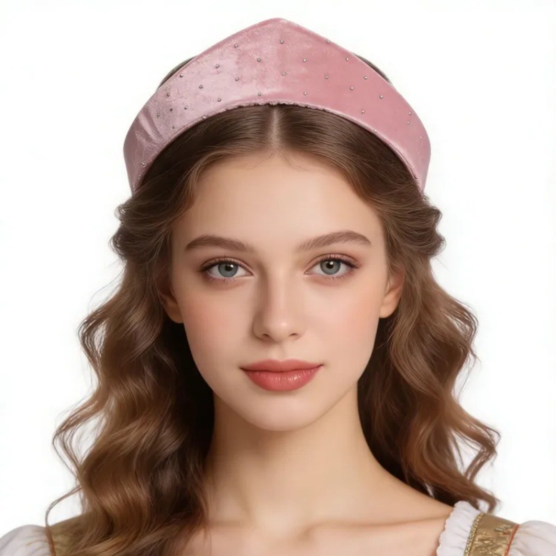 Serre-tête en velours rose pour bébé, taille réglable
