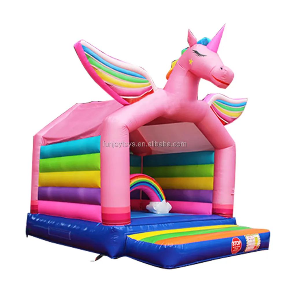 Unicornio Rosa 0,55mm Platón PVC castillo inflable saltador hinchable para niños