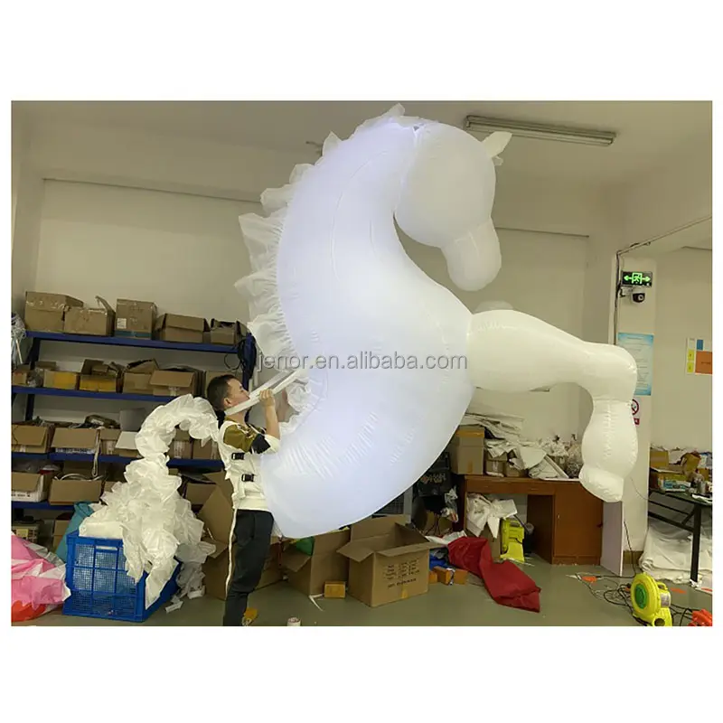 Disfraz de caballo inflable para espectáculo de carnaval, luz LED