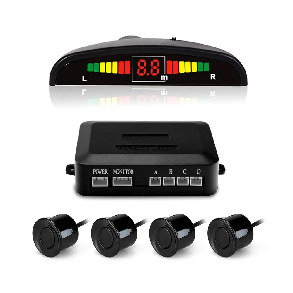 Ayuda de marcha atrás universal para coche, sistema de sensor de aparcamiento trasero, asistente de volumen ajustable, con pantalla LED, 12V, en oferta