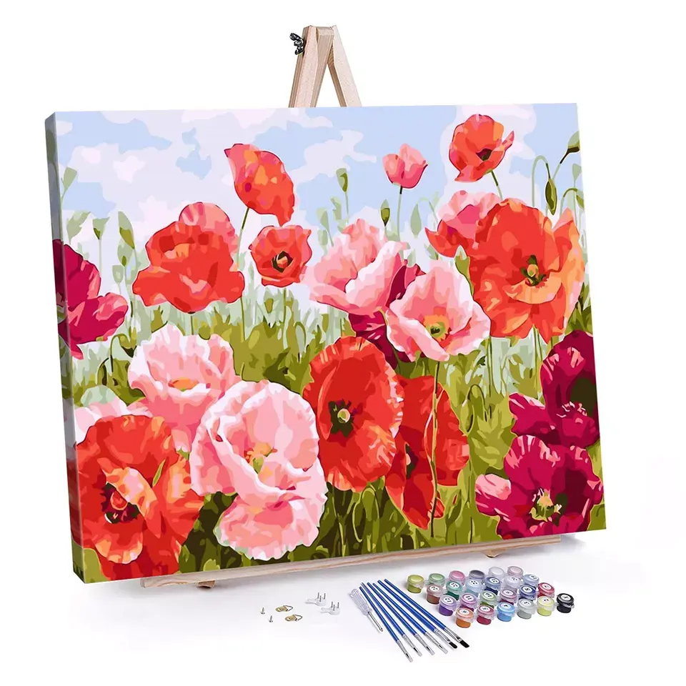 Pintura DIY personalizada por número pintura al óleo digital pintada a mano de alta calidad de flores para decoración del hogar