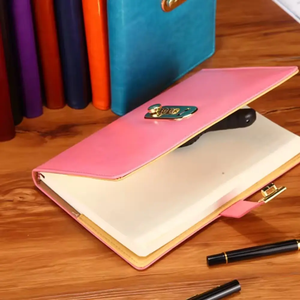 Venta al por mayor personalizado A5 A6 pu cuero hoja suelta presupuesto carpeta contraseña cuaderno con bloqueo diario cuadernos diario con papel de inserción - Product Image 1