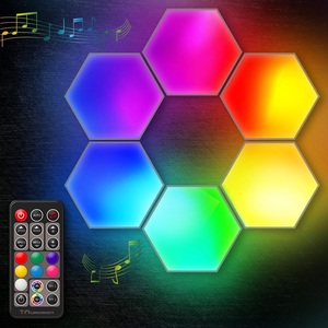 Etop RGB ไฟหกเหลี่ยม 3 แพ็ค 6 แพ็ค 10 แพ็ค DIY โคมไฟกลางคืนแบบแยกส่วนไฟ LED ผนังแผงสมาร์ท App ควบคุมโคมไฟผนังหกเหลี่ยม - Product Image 4