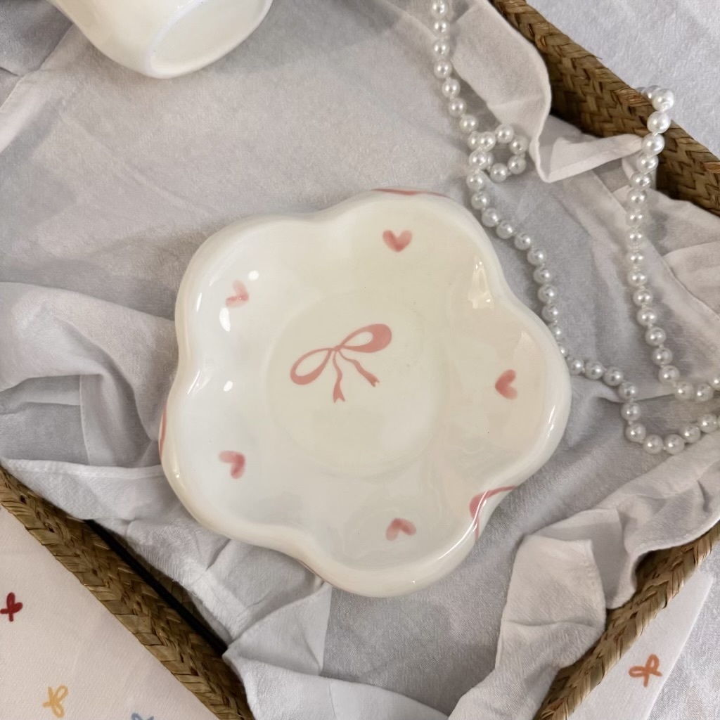 Pink bow heart Dish