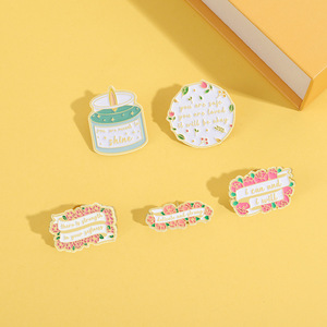 In Stock Metal Pins with <strong>Positive</strong> Message Soft Enamel Pin <strong>Positive</strong> Phrases with Flower - Product Image 5