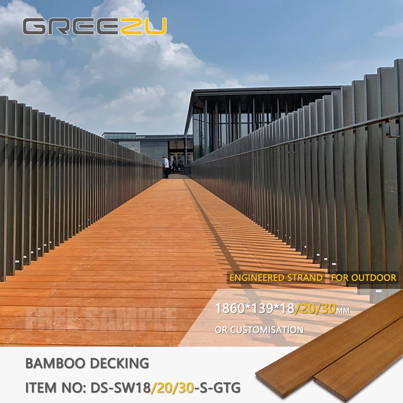 Suelo de bambú tejido de hilo para exteriores, suelo de tablón de bambú, suelo de patio, baldosas de jardín, terraza ranurada, suelo de bambú