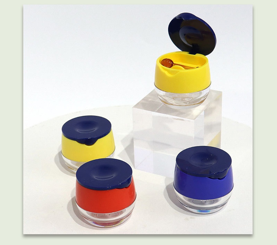 Tarro transparente con tapa azul