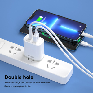 PZX P08 New Arrival Double Port Usb <strong>c</strong> Type <strong>c</strong> Plug 2.4A Us Quick Fast Usb Wall Charger <strong>Adapter</strong> for Cellphone Charger - Product Image 2