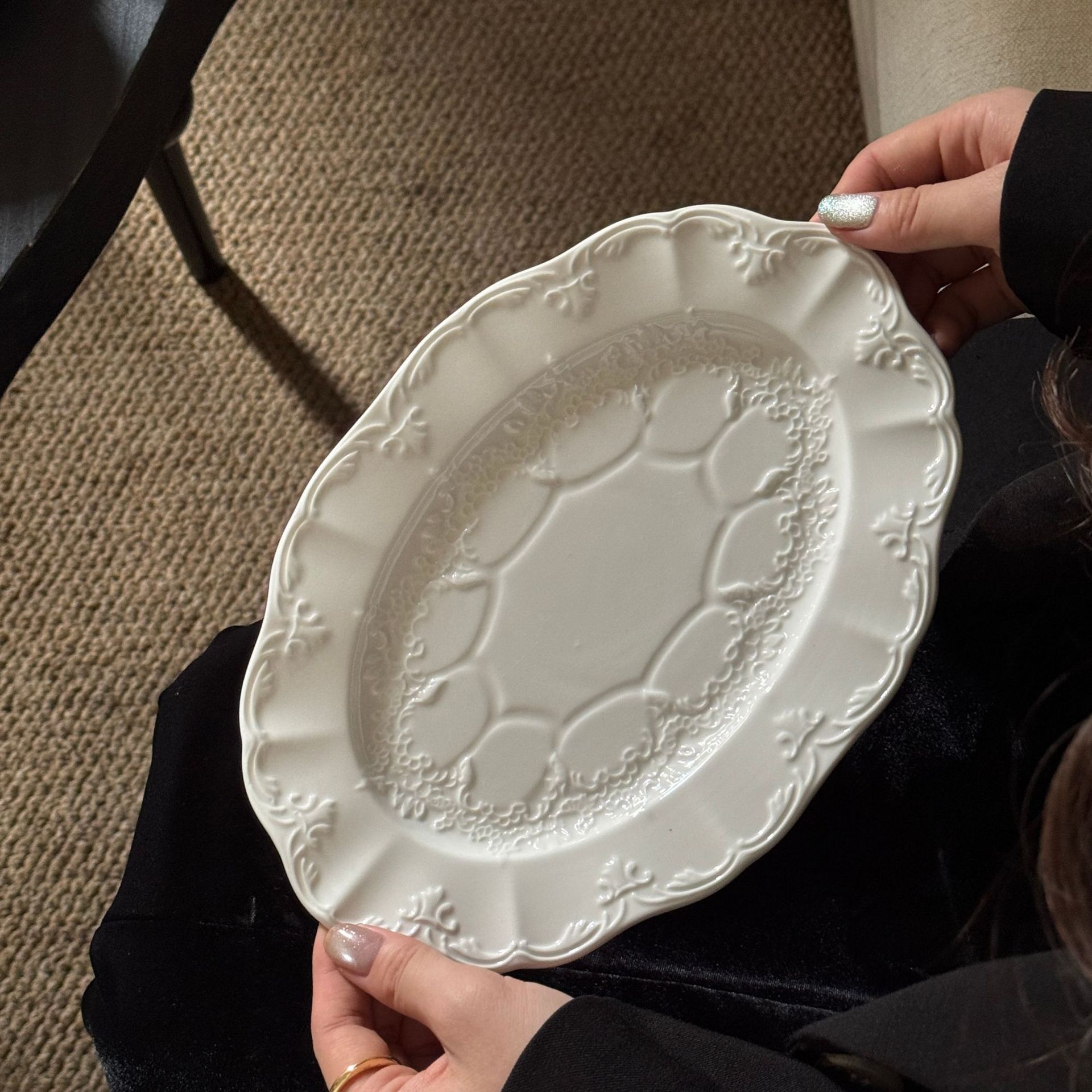 Moonlight Lace Oval Plate 25.5*17*2