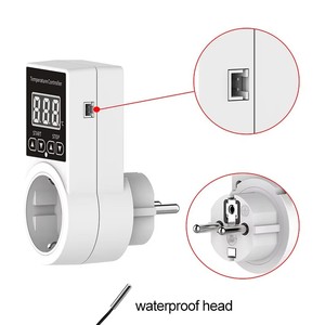 Digital <strong>Timer</strong> Socket Thermostat EU Plug Temperature <strong>Controller</strong> Sockets Outlet Time Control Switch Heating Cooling With <strong>Sensor</strong>