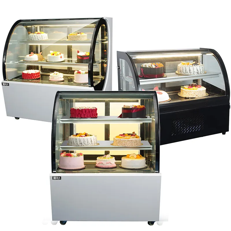 Espositore per torte commerciale refrigeratore raffreddato ad aria torte antigelo Display vetrina refrigerata per torte con Design a uova d'oca