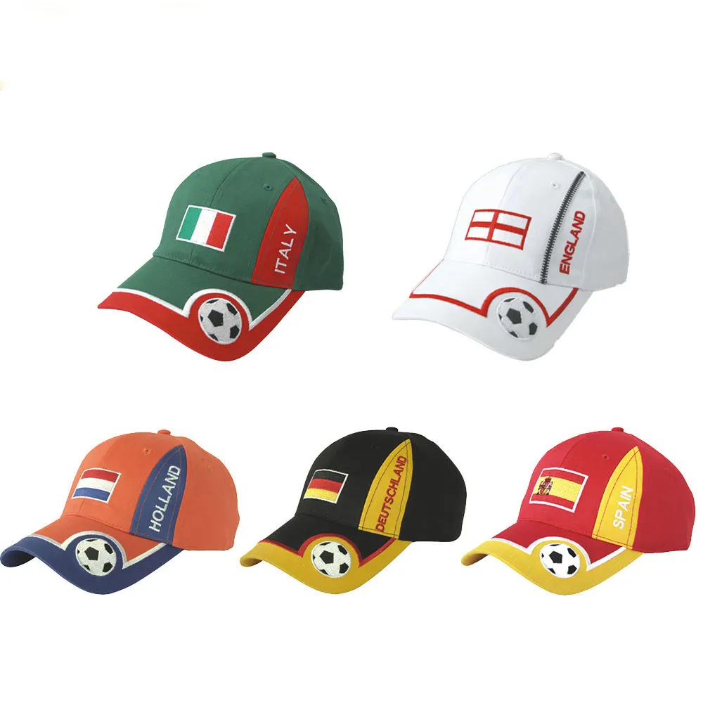 Venta al por mayor de sombreros profesionales personalizados ajustables con visera bordados gorras de fútbol de béisbol