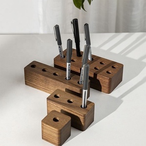 LSL Bàn Bằng Gỗ Đồ Trang Trí Retro Stylo Penholder Đồ Nội Thất Hiển Thị Bộ Sưu Tập Quà Tặng Brass Bút Đứng Beech Óc Chó Cube Bút Chủ - Product Image 3