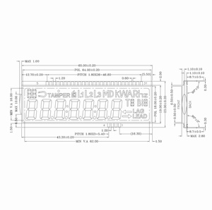 -25C niedrigen temperatur display 7 segment tn lcd modus für smart energy meter 7 ziffern metall pins benutzerdefinierte lcd display für power meter