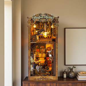 Hongda m2513 huyền diệu thư viện cuốn sách Nook tùy chỉnh thiết kế handmade <span class=keywords><strong>Book</strong></span> Nook Kit <span class=keywords><strong>DIY</strong></span> gỗ thu nhỏ cuốn sách Nook với ánh sáng - Product Image 1