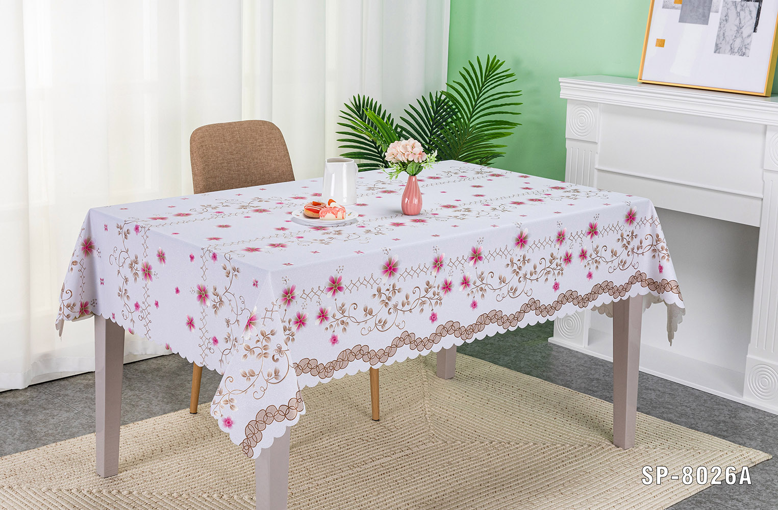 IUIU L-Metallic Embossing Home Dinning White PVC Tablecloth