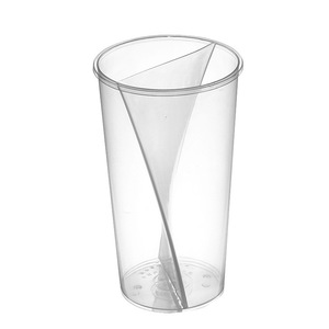 Factory Direct Disposable Milk Tea Share <strong>Cup</strong> Two Block S Shape 700ml Fruit Tea <strong>Cup</strong> with Cover Wholesale - Product Image 1