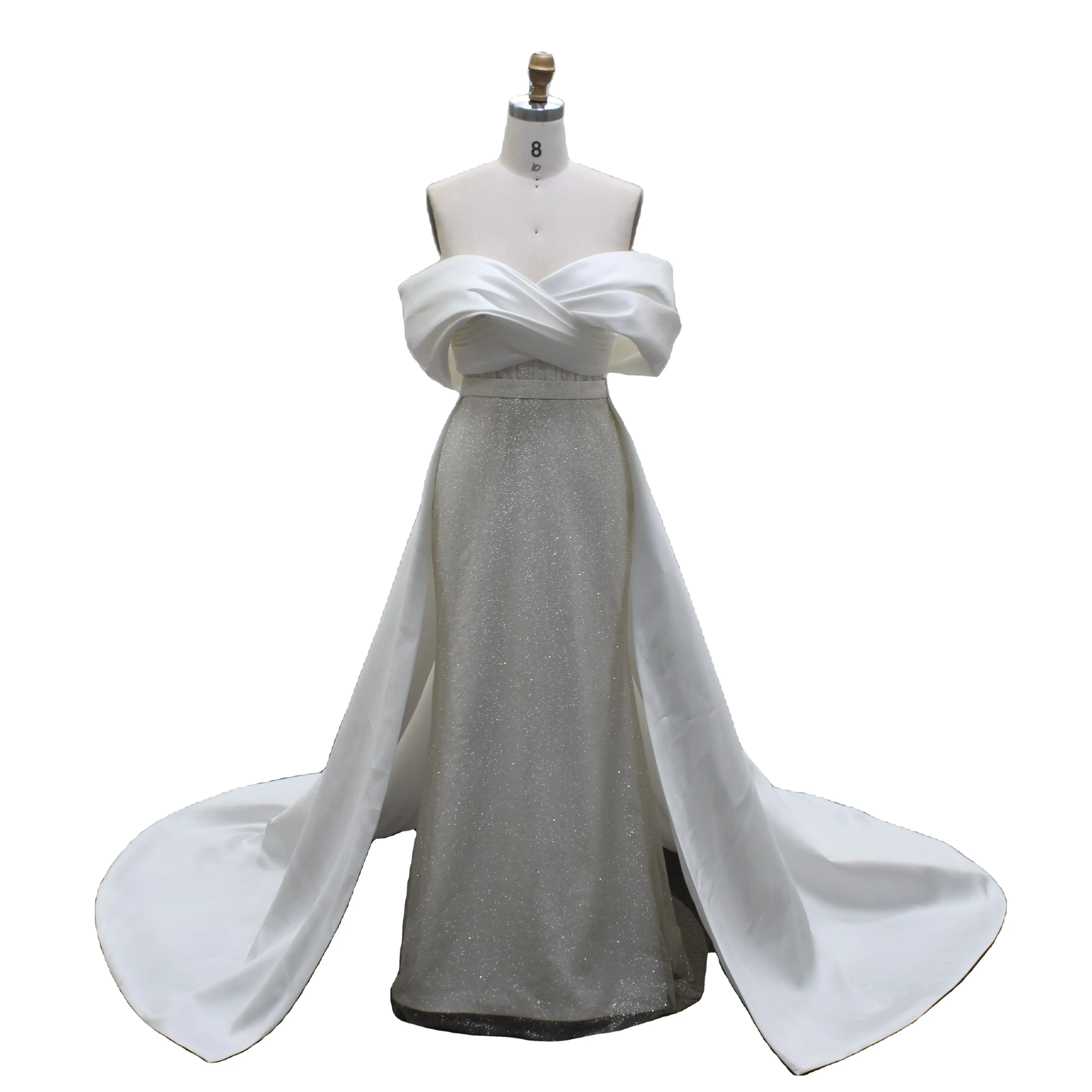 Gaun pernikahan gaya putri koleksi baru 2024 dengan gaun pengantin tanpa Bahu