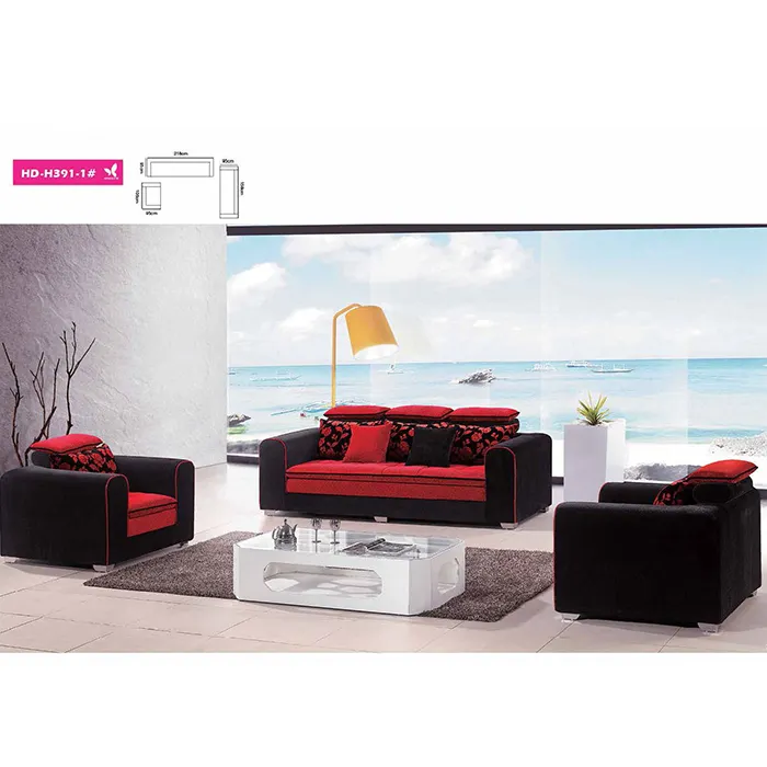 Soggiorno di colore nero e rosso divani premium stile moderno divano set for Living room