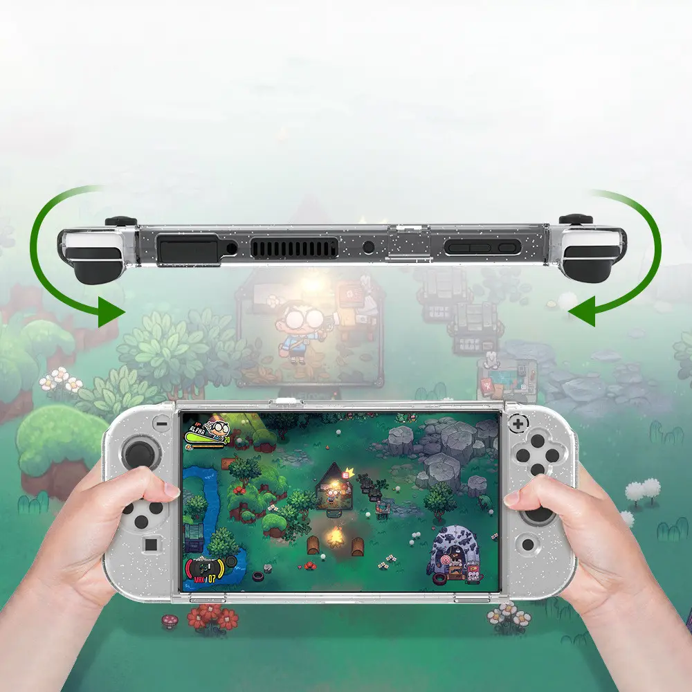 Nintendo switch oled хост мигающий чехол на мобильный телефон Прозрачный чехол для телефона с откидывающейся ножкой из водонепроницаемого материала и защищенная от царапин геймпад чехол с блестящим порошком