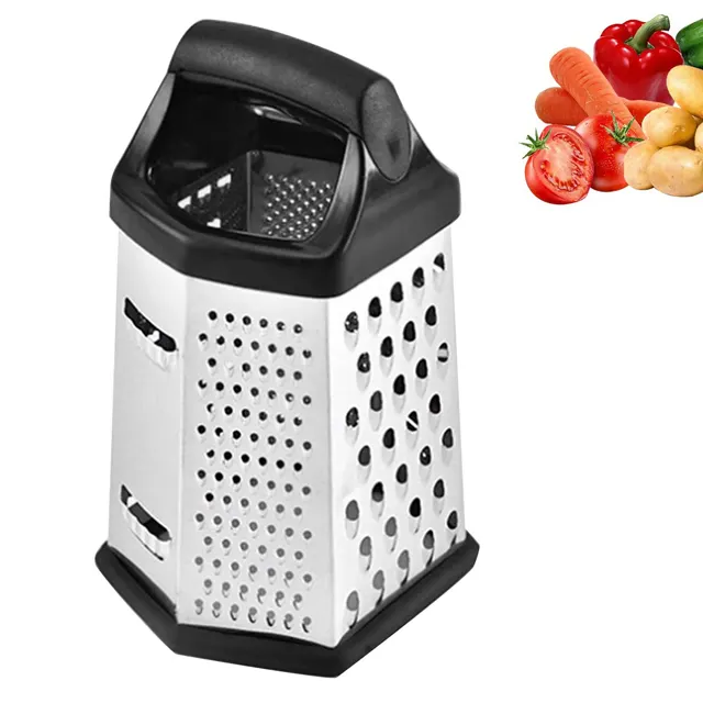 New Design 6 Sides Stainless Steel Cheese Grater with Container Box