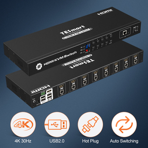 TESmart <strong>8</strong> Port HDMI <strong>KVM</strong> <strong>Switch</strong> With USB2.0 4K@30Hz 8x1 Support Auto Switching USB Drives LAN RS232 Port 8x1 <strong>KVM</strong> Switcher
