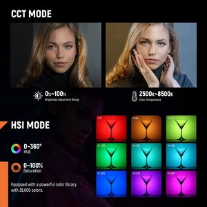 RGB полноцветная светодиодная камера 2000 мАч перезаряжаемая с CRI 97 20 режимов сцены для фотографического освещения видеозаписи - Product Image 3