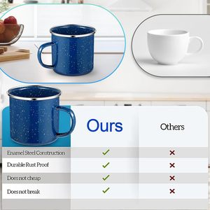 ステンレススチールエッジングティーコーヒー食器レトロエナメルマグ用ビンテージキャンプセラミックカップスターポイントエナメルウェア - Product Image 5
